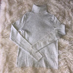 A New Day-Heather Grey-ribbed turtleneck